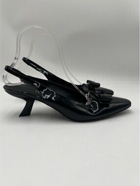 Women’s Ferragamo Karine Slingback Black Pumps Patent Leather Size 8.5